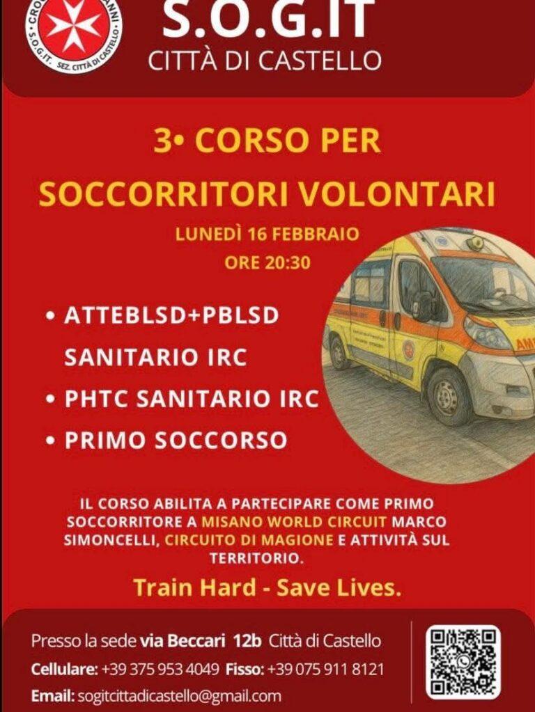 S.O.G.IT. Città di Castello Odv organizza il 3° Corso per volontari soccorritori