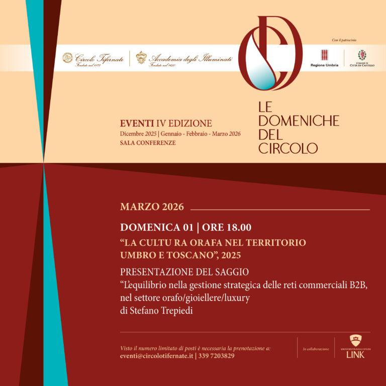 “La cultura orafa nel territorio umbro e toscano”: al Circolo Tifernate la presentazione del saggio di Stefano Trepiedi