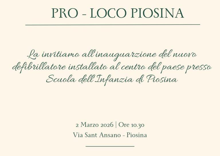 Piosina, inaugurazione del nuovo defibrillatore al centro del paese