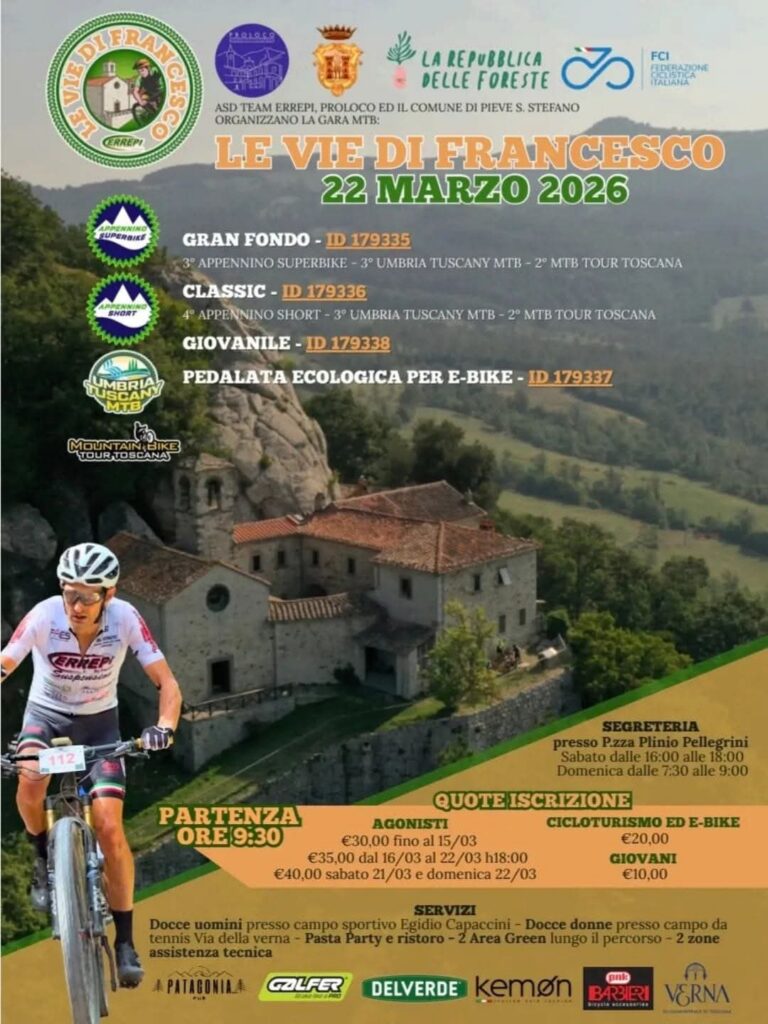 GF Le Vie di Francesco, sfida tra big a Pieve Santo Stefano: attesi oltre 500 biker