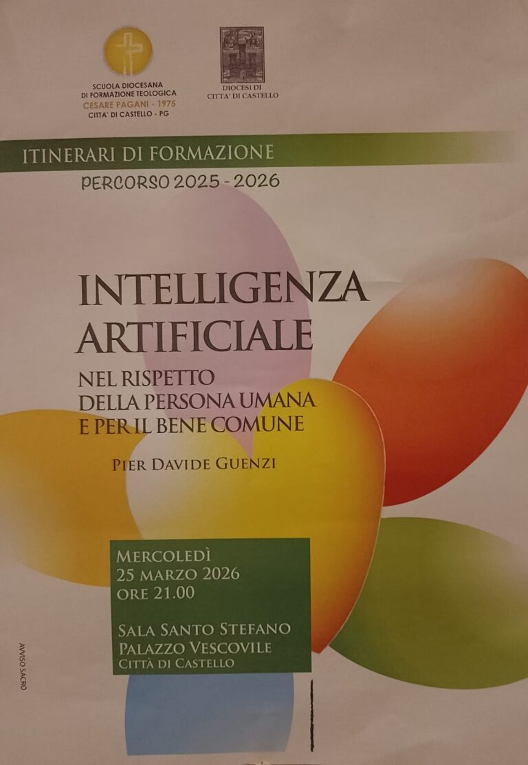 A Città di Castello si parla di Intelligenza Artificiale: incontro aperto a tutti alla Scuola Diocesana questa sera alle ore 21