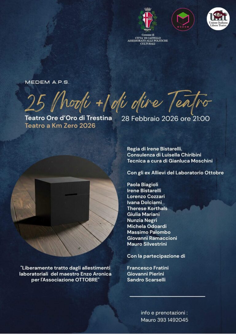 Trestina, prosegue la rassegna “Teatro a Km0”: in scena “2 modi + 1 di dire teatro”