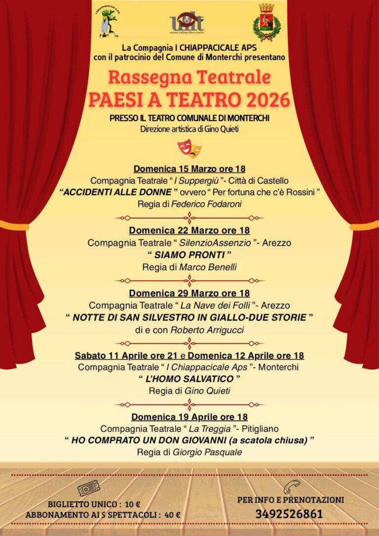 Paesi a Teatro 2026: cinque serate di divertimento al Teatro Comunale di Monterchi