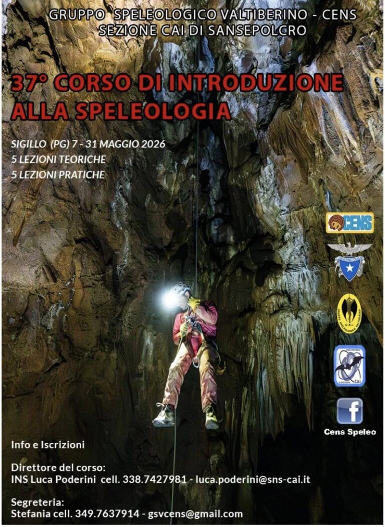 Sansepolcro, al via il 37° corso di introduzione alla speleologia del gruppo Cens Speleo CAI