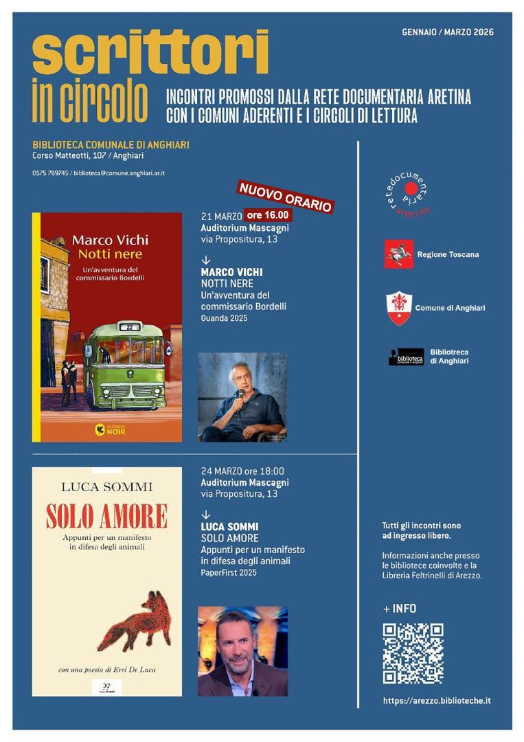 “Scrittori in circolo”: ad Anghiari gli incontri con Marco Vichi e Luca Sommi