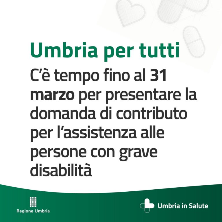 Disabilità grave, contributi dalla Regione Umbria: domande entro il 31 marzo