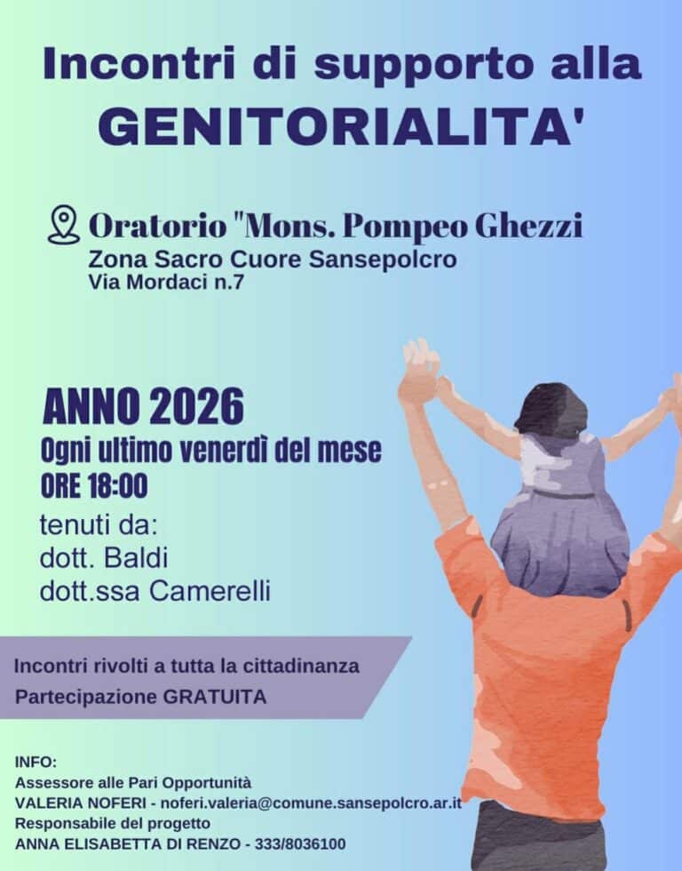Sansepolcro, al via gli incontri di supporto alla genitorialità: un aiuto concreto per le famiglie