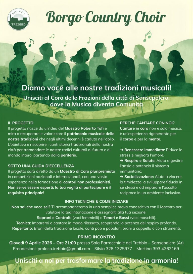 Nasce il Borgo Country Choir: a Sansepolcro un coro per unire tradizione e comunità