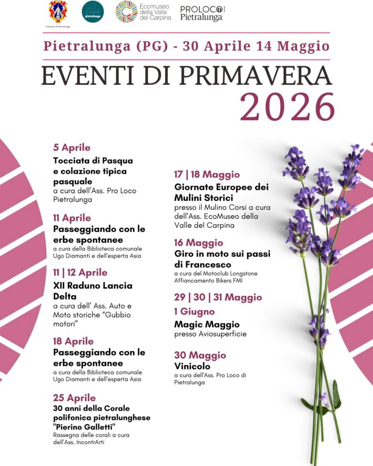 Pietralunga dà il benvenuto alla primavera: ecco il calendario eventi 2026