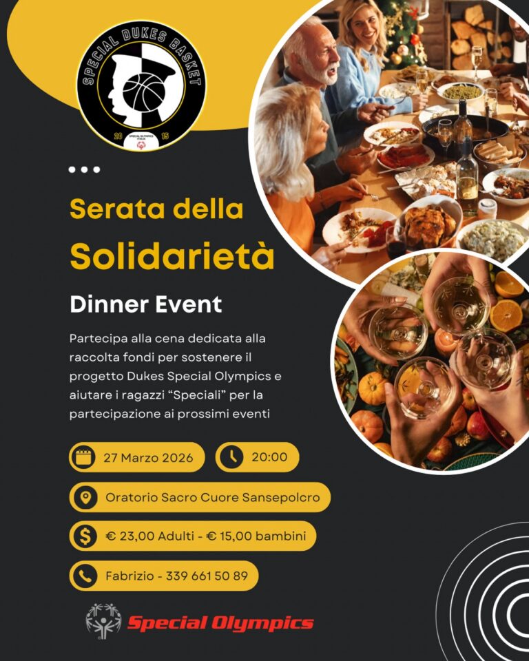 Dukes Basket, cena di solidarietà a Sansepolcro per sostenere gli Special Olympics