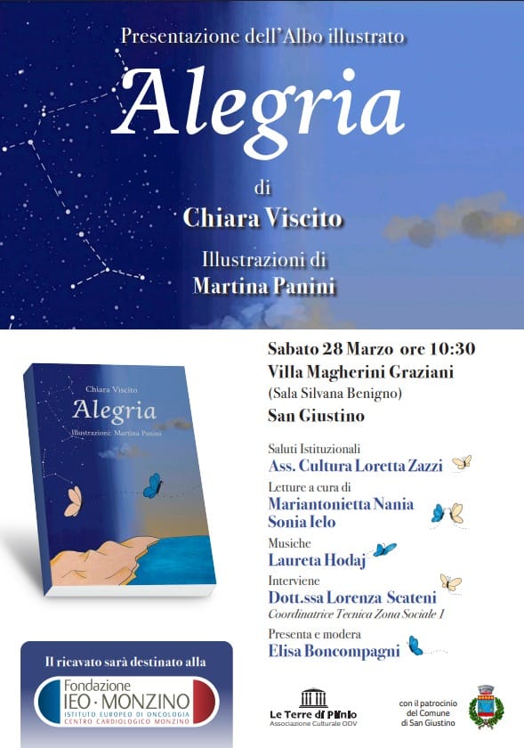 “Alegria”: un libro per bambini a sostegno della ricerca contro il cancro. Sabato 28 marzo alle 10:30 a Villa Magherini Graziani, presentazione dell’albo illustrato di Chiara Viscito e Martina Panini