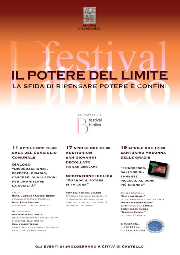 Città di Castello entra nel Festival Biblico 2026: tre appuntamenti sul “potere del limite”
