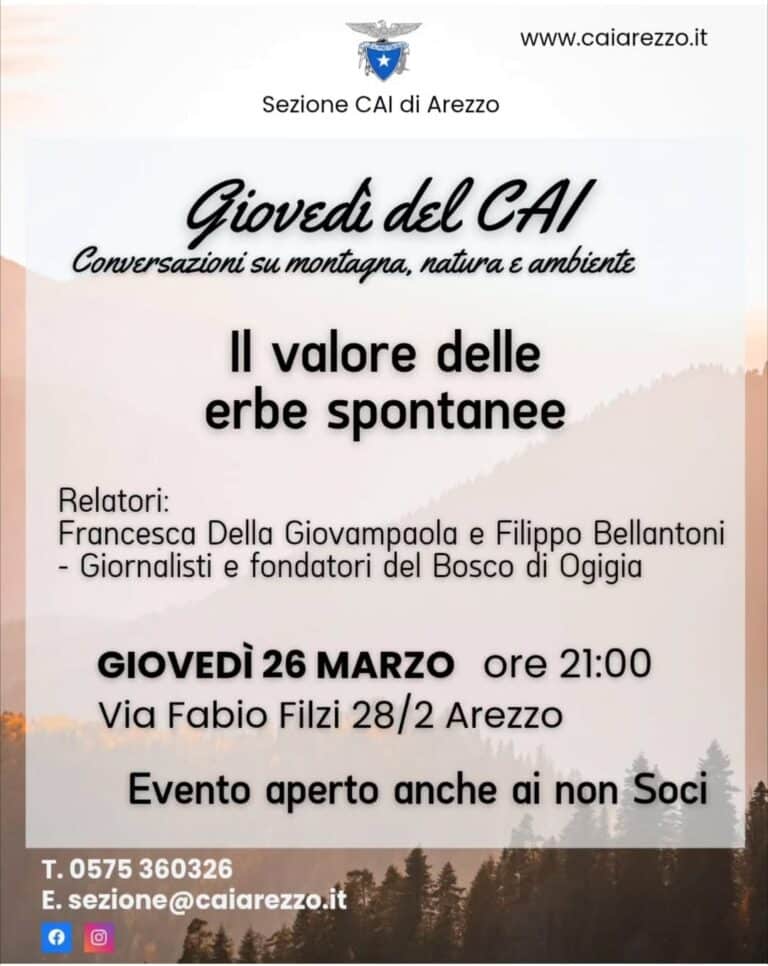 Giovedì del Cai Arezzo, serata dedicata alle erbe sponanee