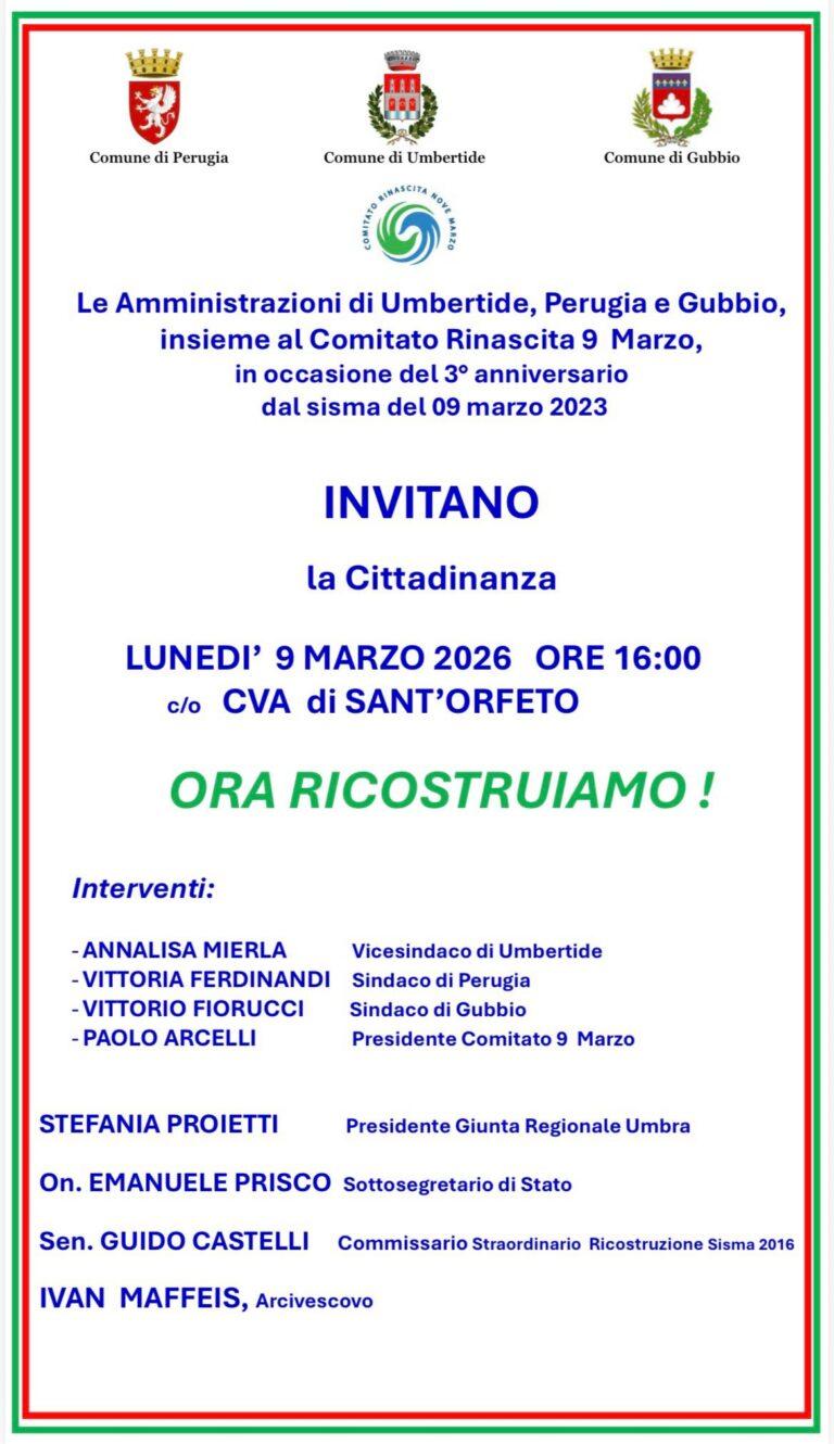 3° anniversario del sisma del 9 marzo 2023: memoria, ricostruzione e futuro condiviso