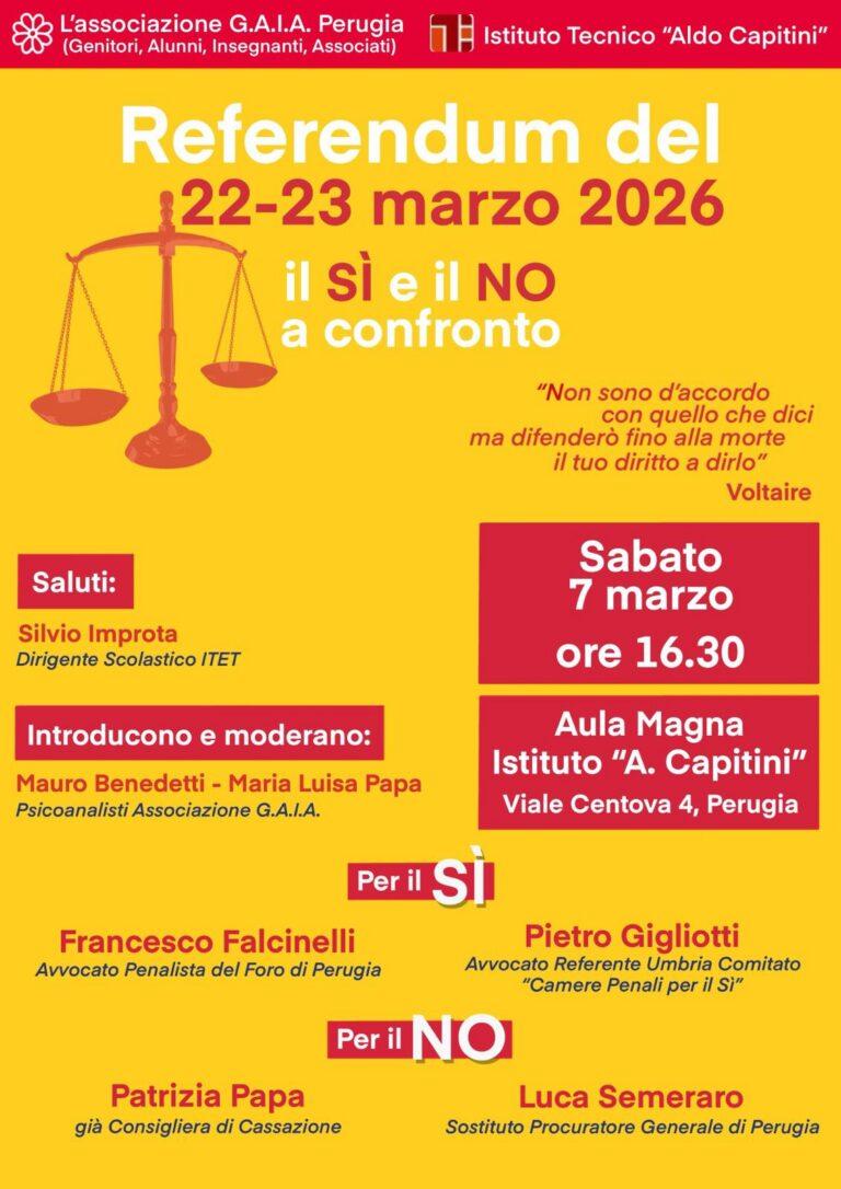 Referendum costituzionale: confronto pubblico al “Capitini” di Perugia