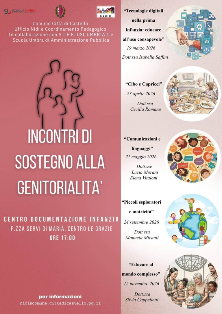 Genitorialità, al via a Città di Castello il ciclo di incontri per le famiglie