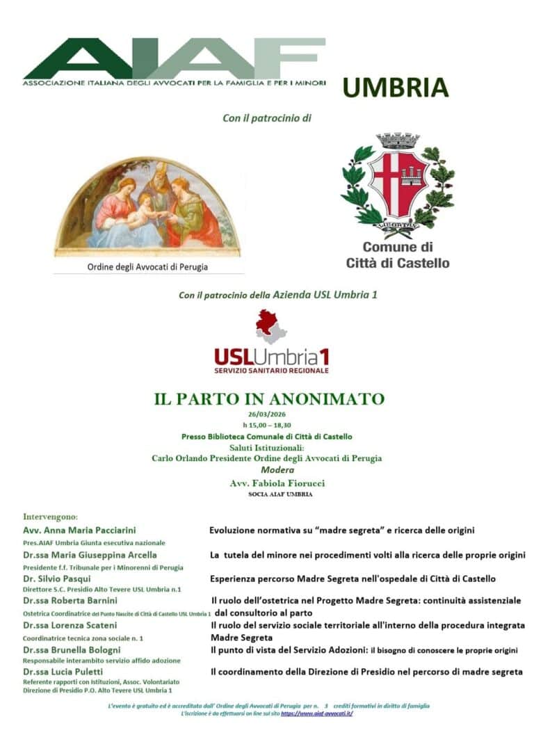 “Il parto in anonimato”: incontro a Città di Castello su diritti, tutela e percorsi assistenziali