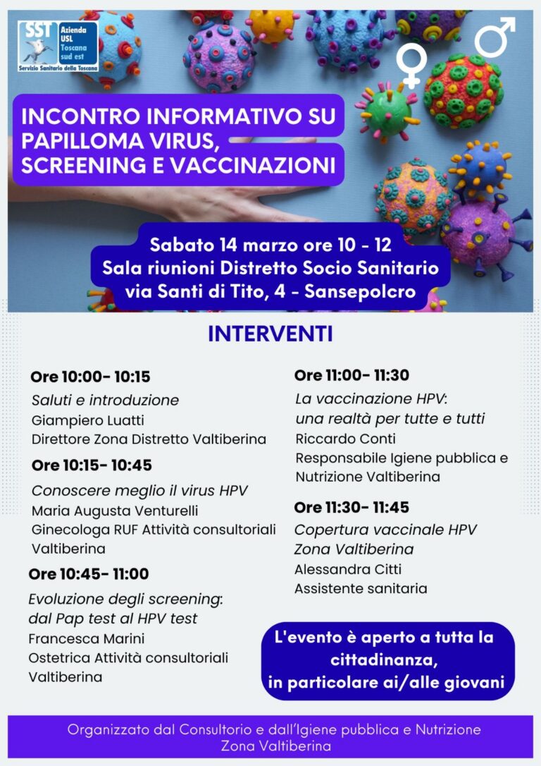 Sansepolcro, incontro informativo su HPV e vaccinazione al distretto sociosanitario