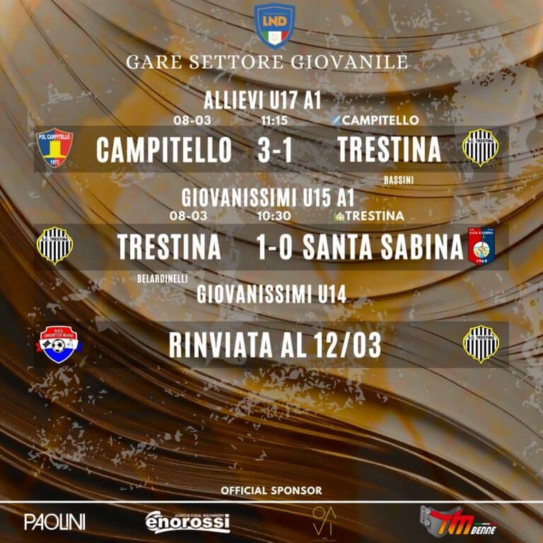 Calcio – Trestina, il punto sul settore giovanile: stop per i ragazzi di Marinelli, vittoria per la squadra di Picchi