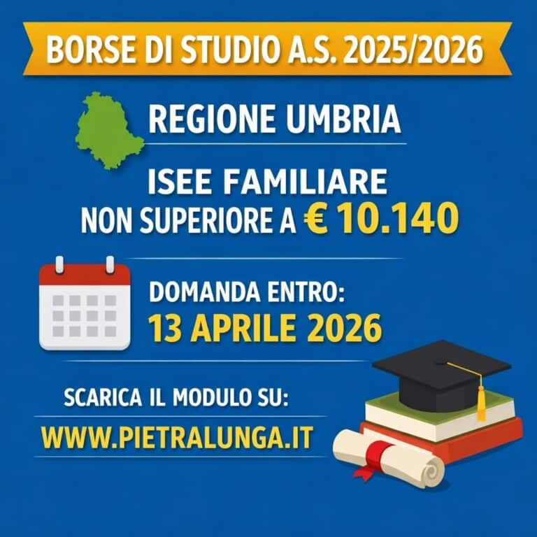 Pietralunga, borse di studio 2025/2026: domande entro il 13 aprile