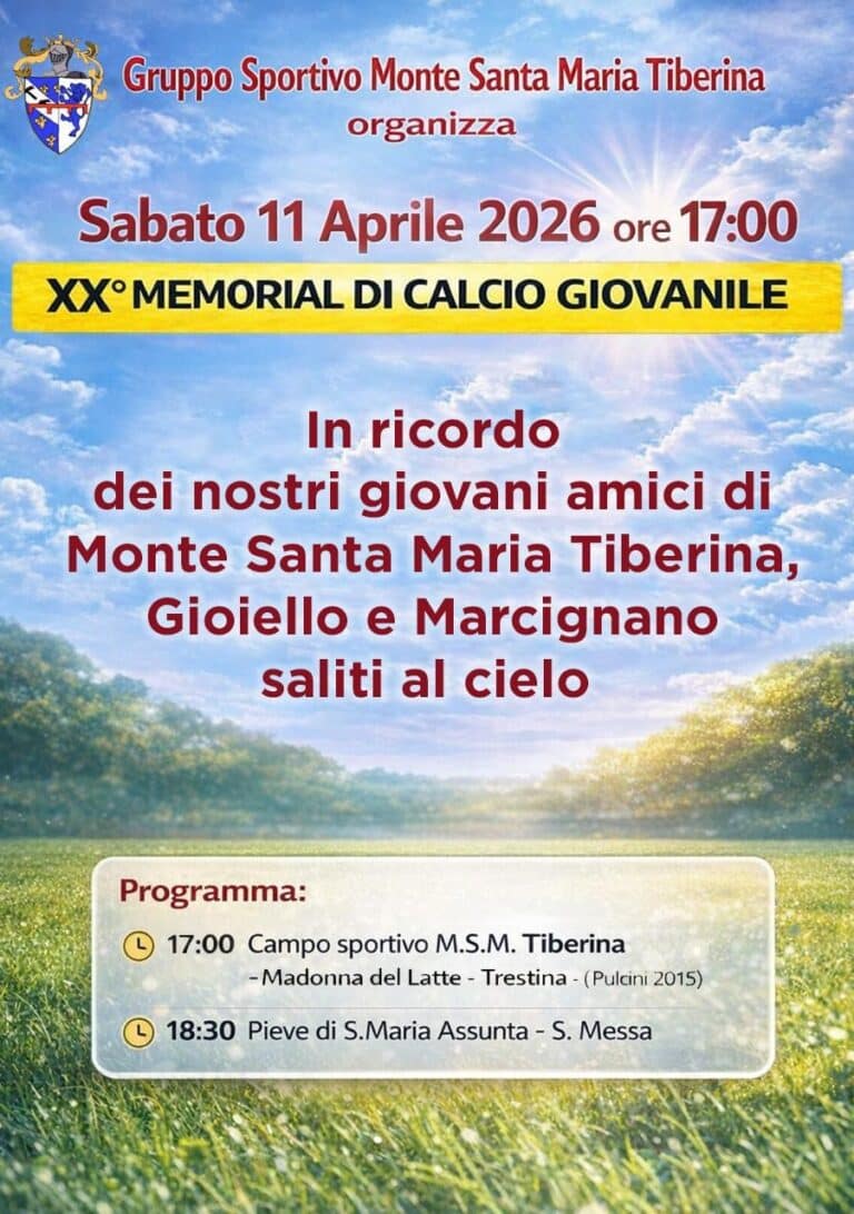 Monte Santa Maria Tiberina, XX Memorial di calcio giovanile in ricordo dei giovani scomparsi
