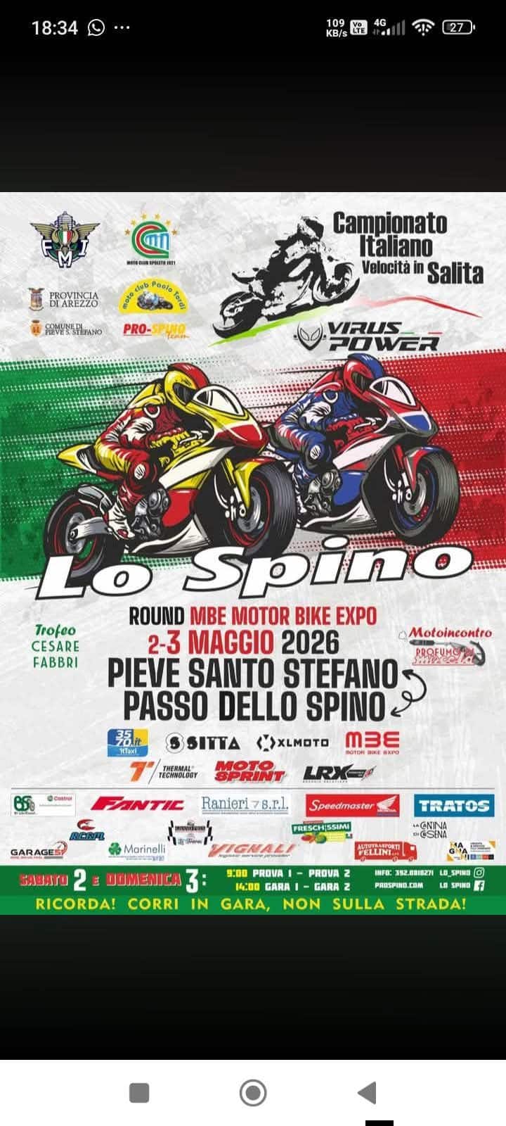 Pieve Santo Stefano, torna “Lo Spino”: spettacolo e adrenalina con il Campionato Italiano Velocità in Salita