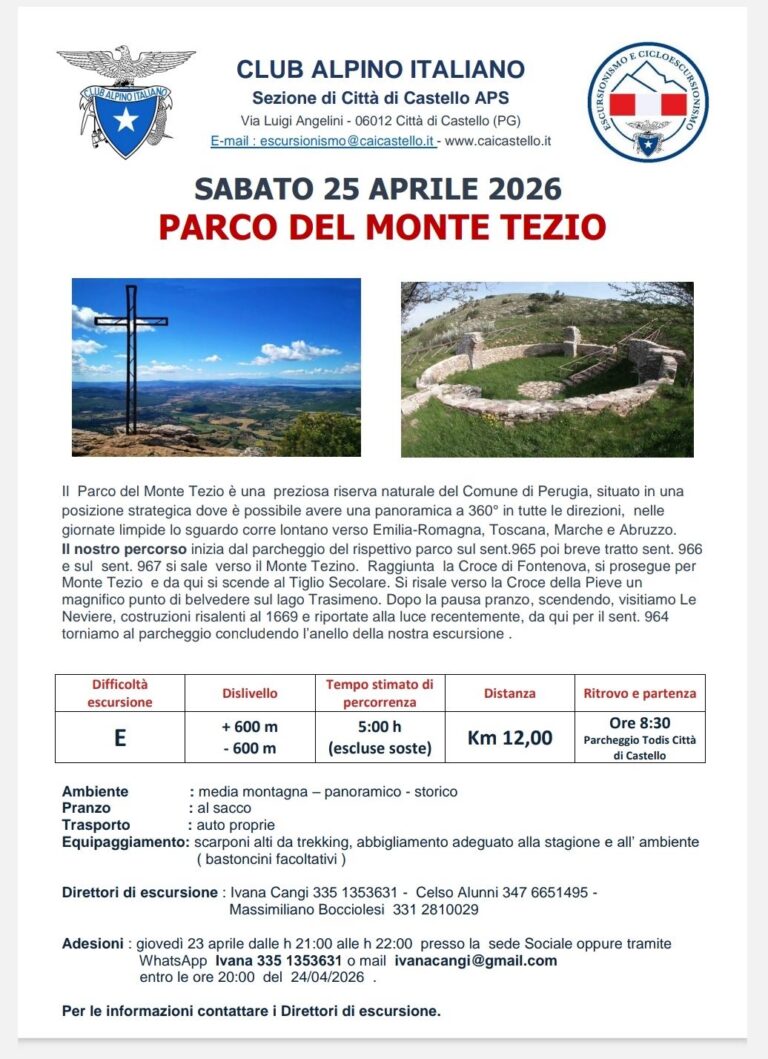 Escursione al Monte Tezio con il Club Alpino Italiano: appuntamento il 25 aprile