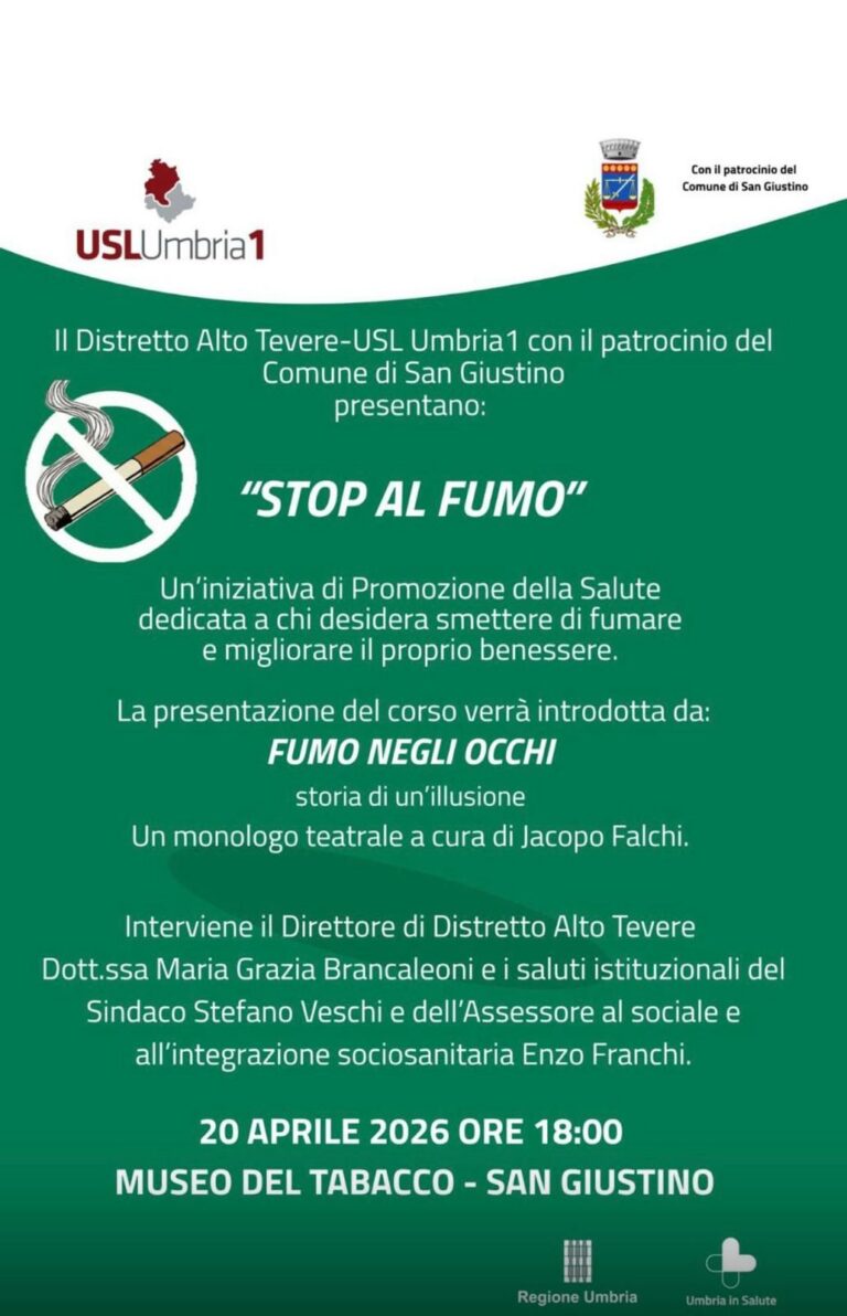 “Stop al fumo”: questa sera a San Giustino un incontro per iniziare a cambiare stile di vita