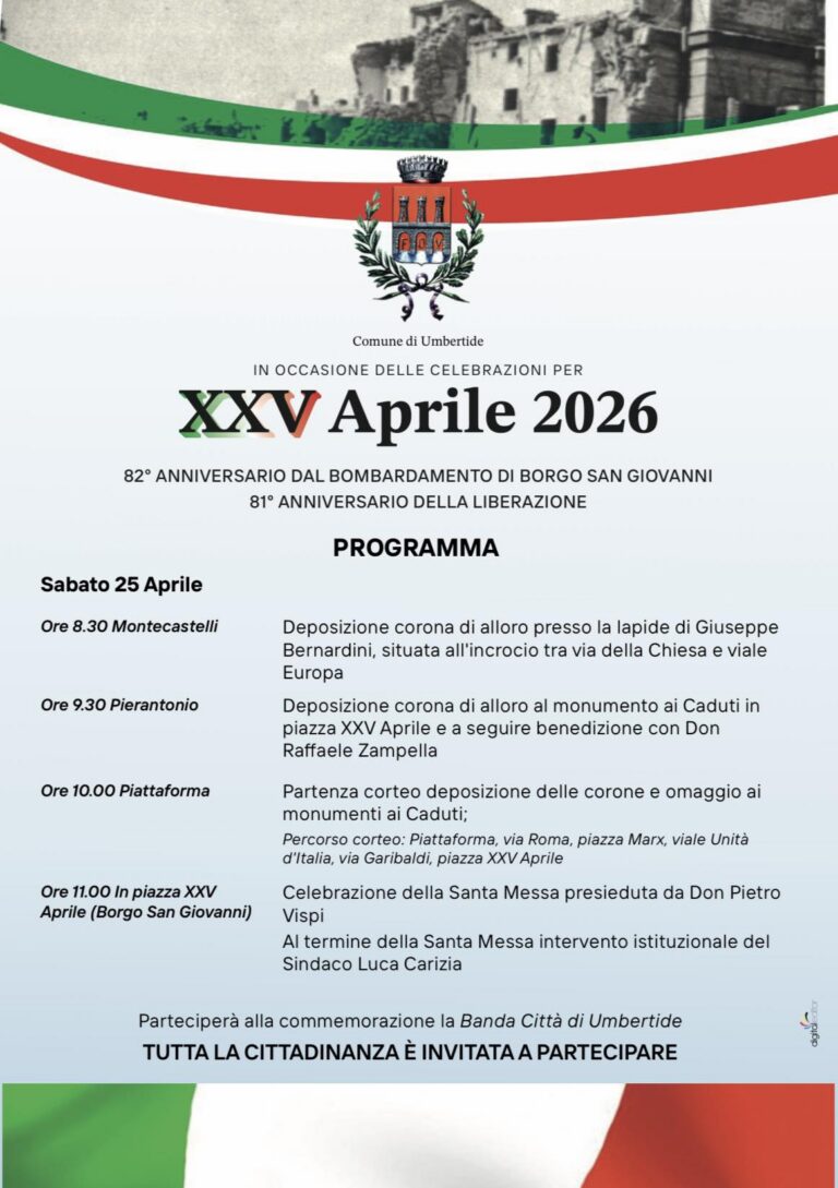 Umbertide celebra il 25 Aprile: memoria, corteo e commemorazioni in città