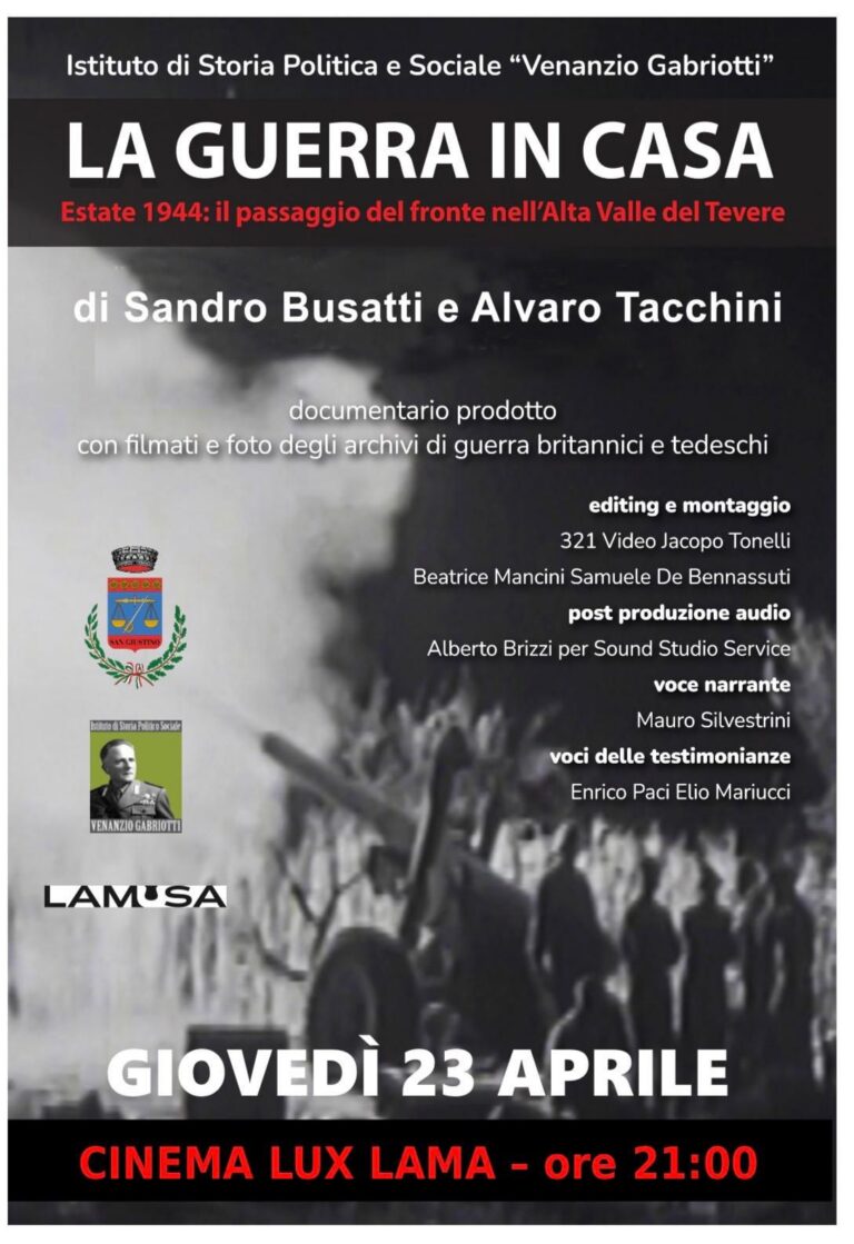 San Giustino: “La guerra in casa” al Cinema Lux di Lama il documentario sul fronte del 1944 in Altotevere