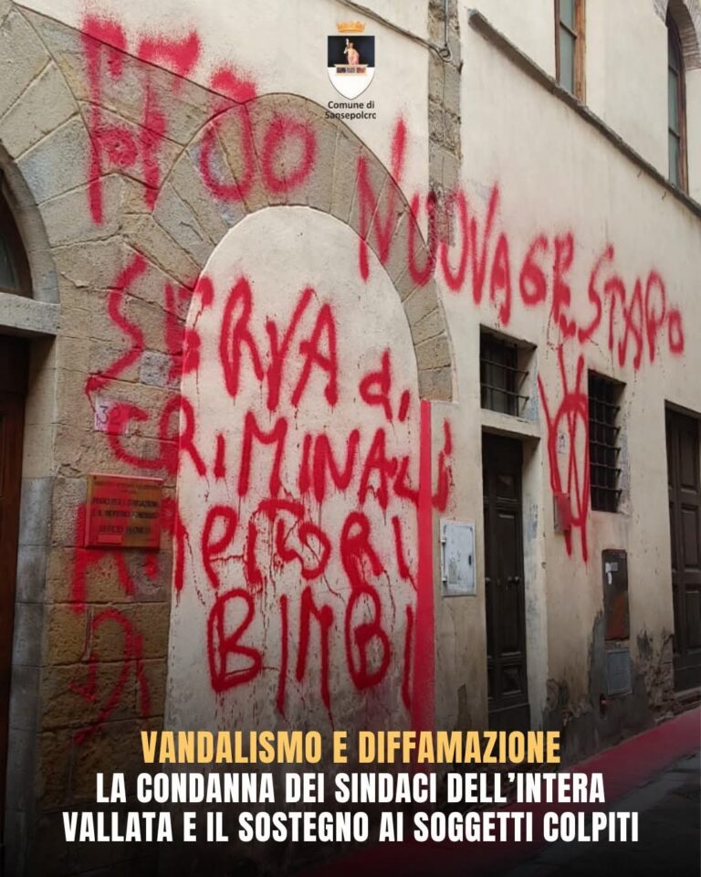 Sansepolcro, atti vandalici condanna dei Sindaci di Vallata e sostegno ai soggetti colpiti