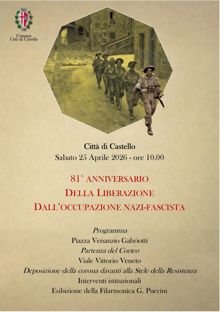 25 Aprile a Città di Castello: corteo e corona al monumento alla Resistenza per l’81° della Liberazione