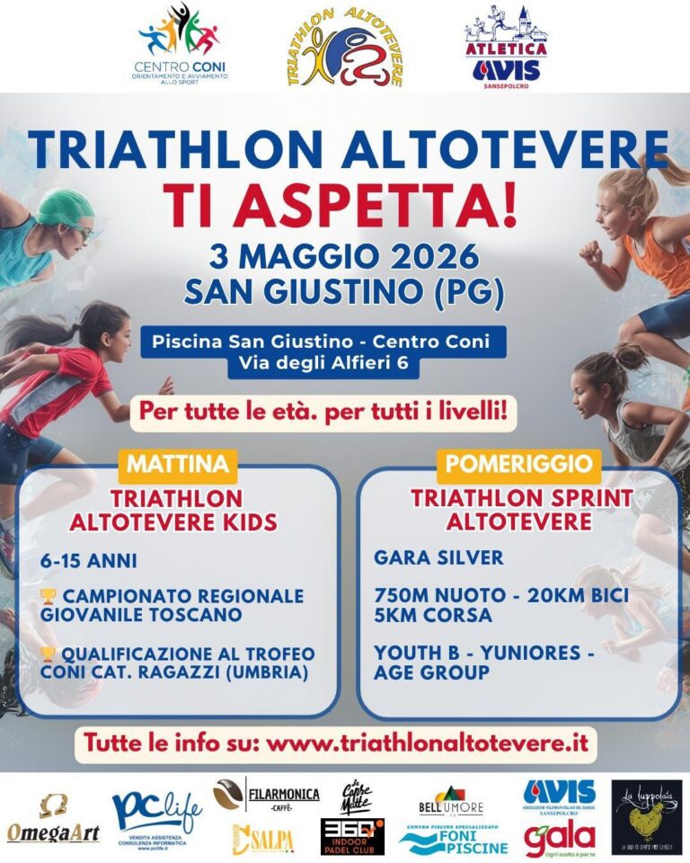 San Giustino si prepara al Triathlon Altotevere: sport, giovani e spettacolo il 3 maggio