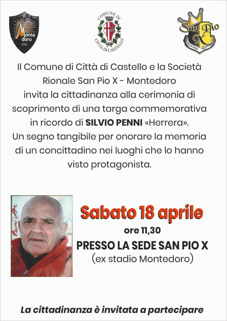 Una targa per Silvio Penni “Herrera”: Città di Castello ricorda una figura storica dello sport