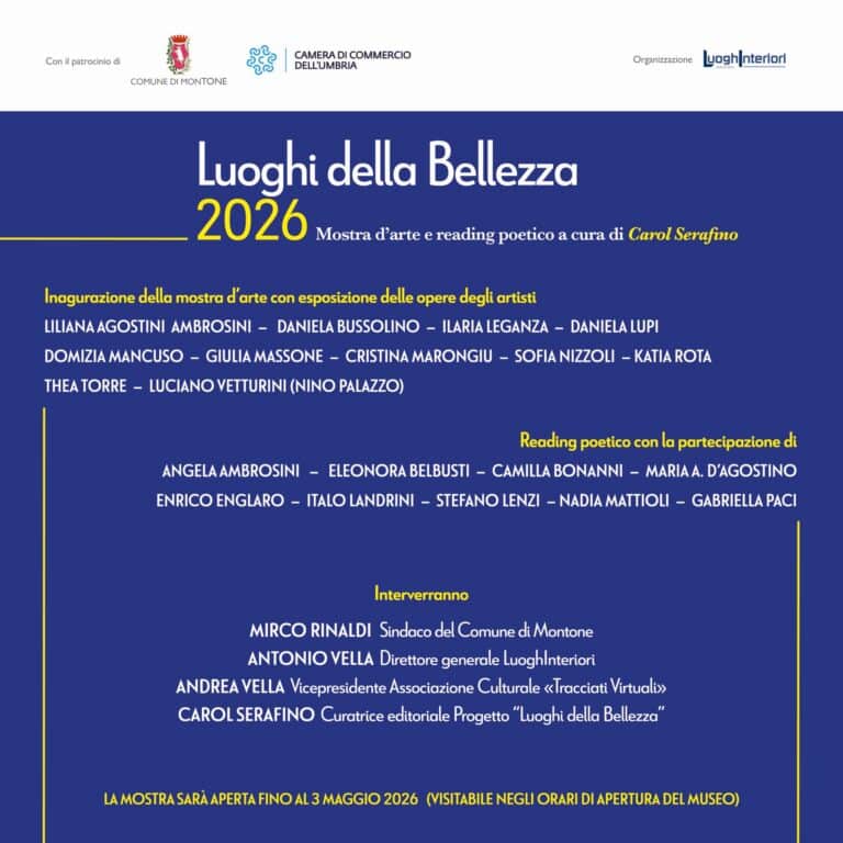 Montone, “Luoghi della Bellezza 2026”: arte e poesia al Complesso di San Francesco
