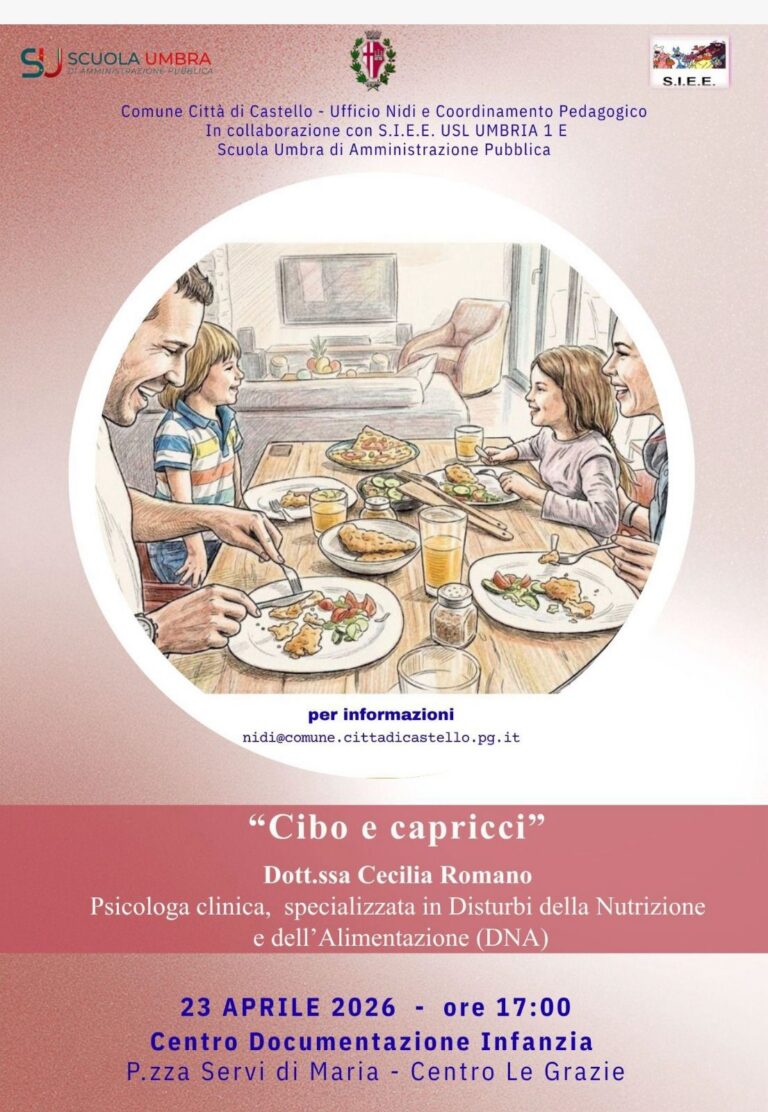 “Cibo e capricci”: a Città di Castello oggi incontro per genitori su alimentazione e infanzia