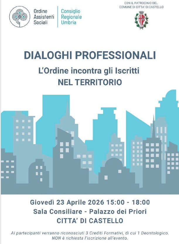 “Dialoghi professionali”: a Città di Castello l’Ordine degli assistenti sociali incontra gli iscritti