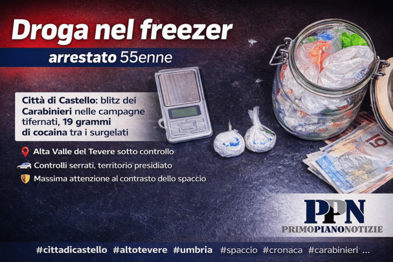 Città di Castello, droga nascosta nel freezer: 55enne arrestato dai Carabinieri