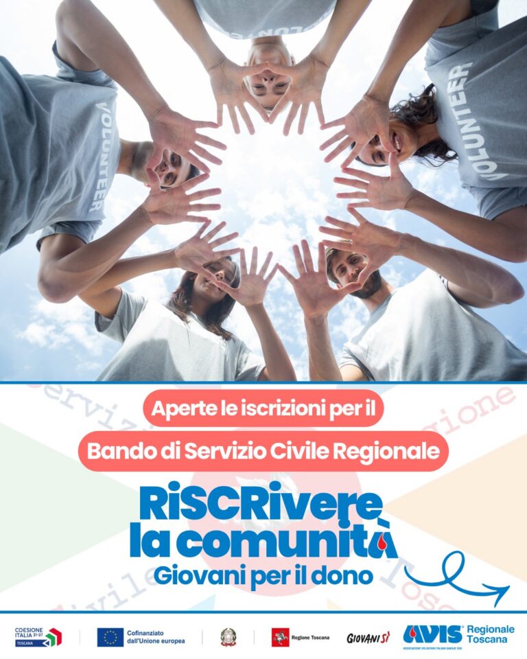 Servizio civile con Avis Toscana: aperto il bando 2026, 56 posti disponibili in tutta la regione