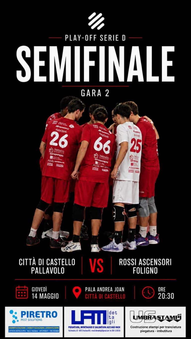 Città di Castello Pallavolo, questa sera al PalaJoan arriva Foligno per gara 2 di semifinale