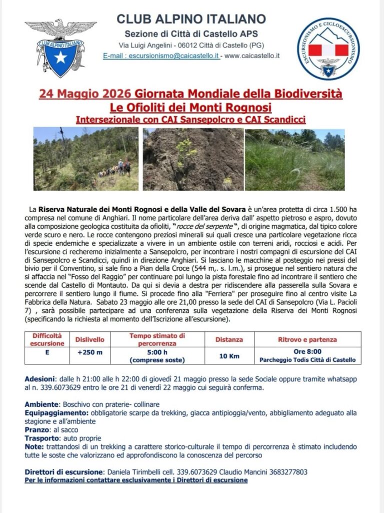 Giornata mondiale della biodiversità: escursione ai Monti Rognosi con il CAI Città di Castello