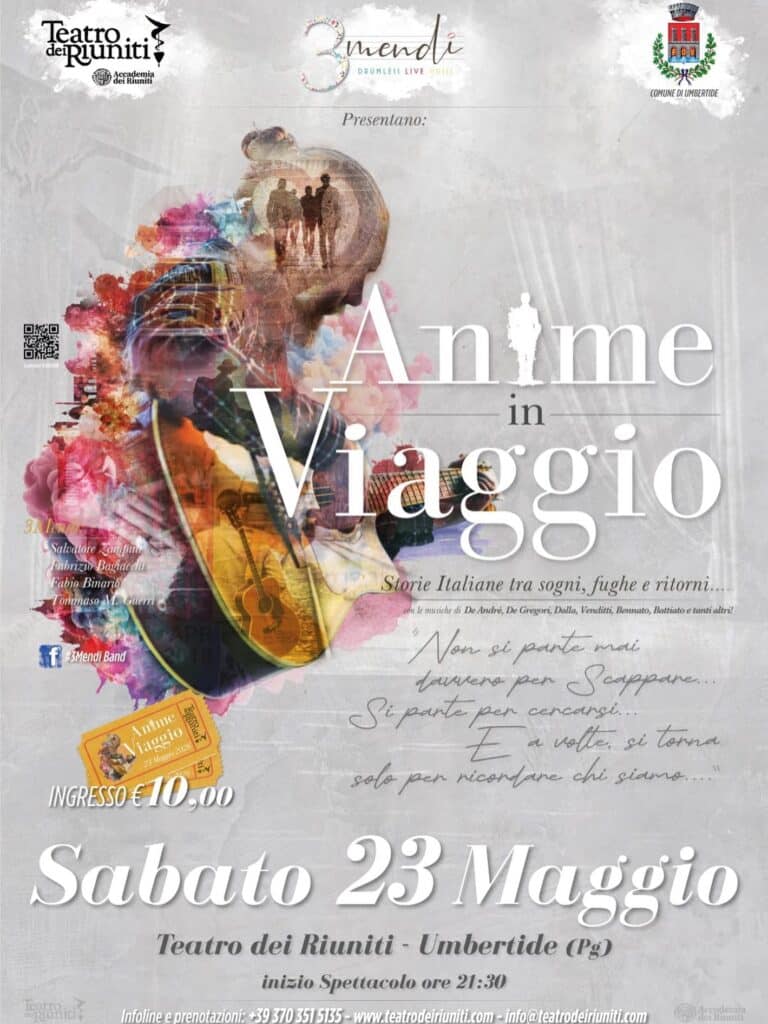 “Anime in Viaggio” al Teatro dei Riuniti: musica, emozioni e storie italiane in scena a Umbertide