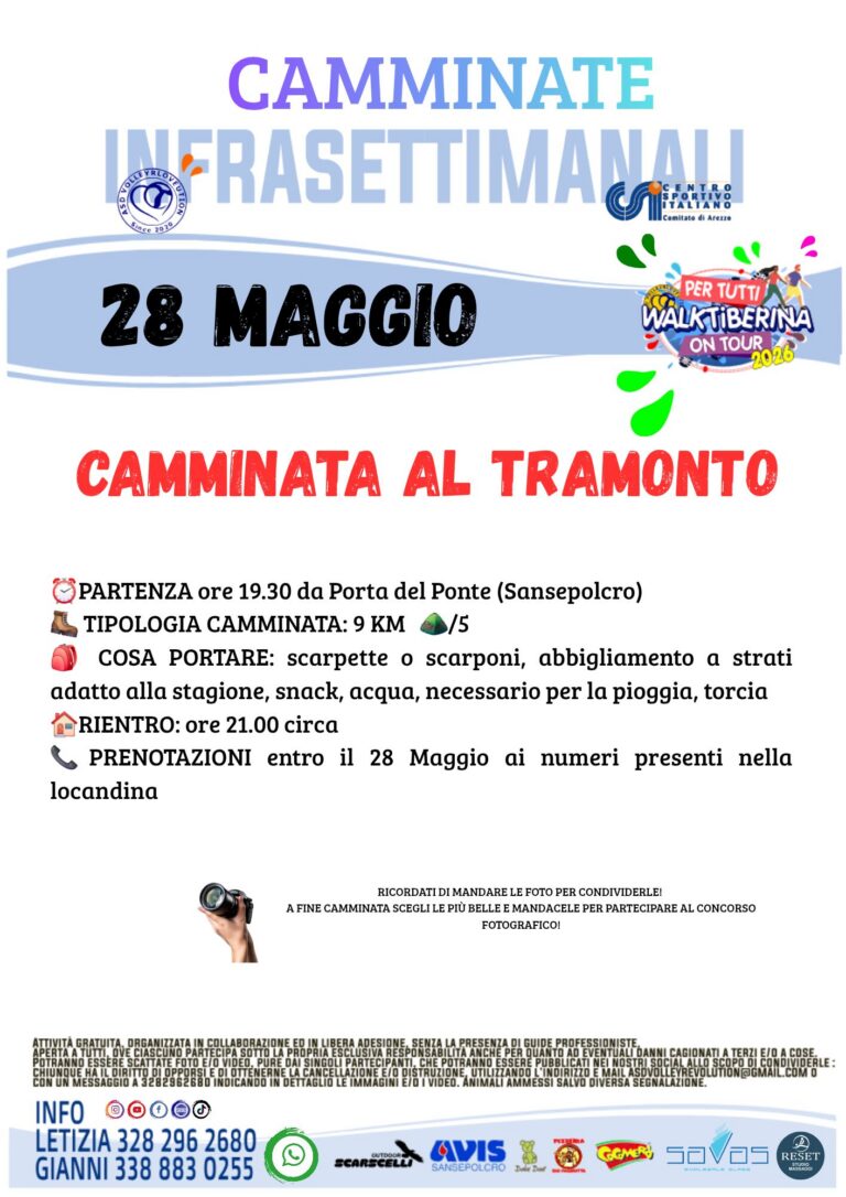 Camminata al tramonto, parte la stagione estiva di WalkTiberina On Tour: torcia alla mano tra i sentieri di Sansepolcro