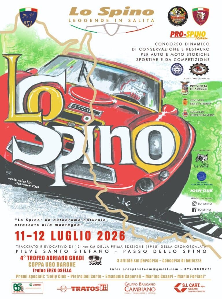 “Lo Spino – Leggende in Salita” torna a Pieve Santo Stefano: motori storici protagonisti l’11 e 12 luglio