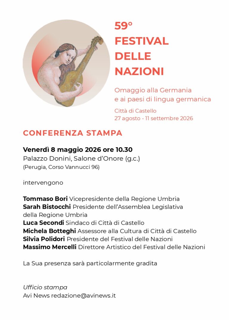 Festival delle Nazioni 2026: l’edizione 59 omaggia la Germania, presentazione l’8 maggio a Palazzo Donini