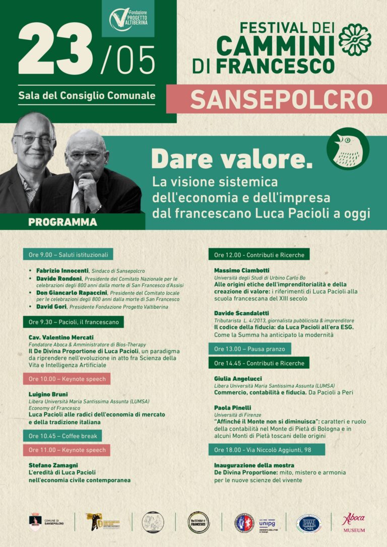 Festival dei Cammini di Francesco: a Sansepolcro una giornata di studi su Luca Pacioli tra economia, etica e attualità