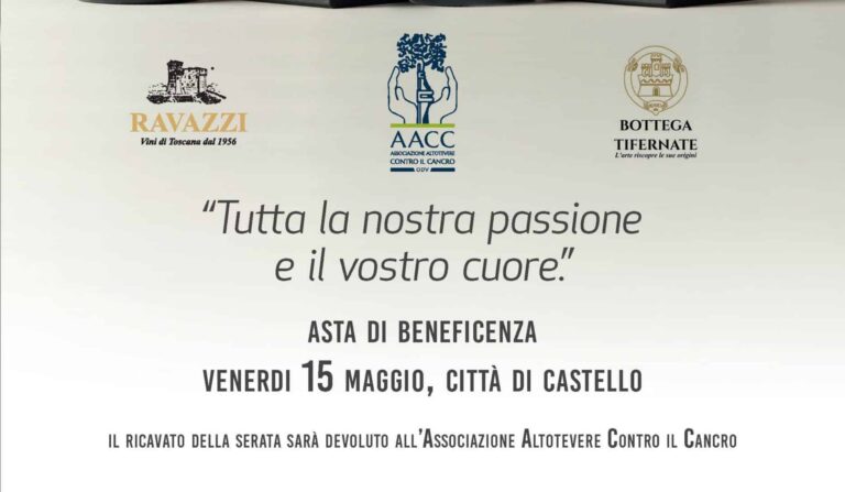Arte, vino e solidarietà: alla Bottega Tifernate un’asta benefica per sostenere Altotevere Contro il Cancro
