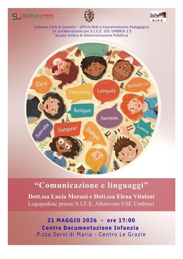 Città di Castello, oggi giovedì 21 maggio incontro sulla genitorialità: tema “Comunicazione e linguaggi”