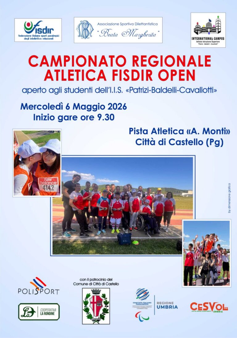 Città di Castello: Atletica FISDIR Open rinviata a lunedì 11 maggio per maltempo