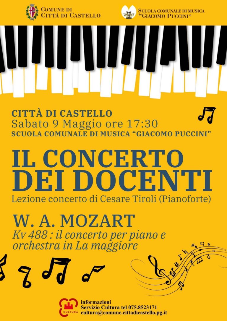 Mozart protagonista a Città di Castello: lezione-concerto con il pianista Cesare Tiroli